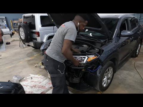 2021 HYUNDAI TUCSON how to take the front bumper and headlamp off the car