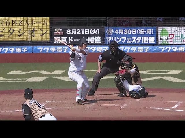 【2回裏】ここまで2打数2安打!! マリーンズ・藤岡裕のタイムリー!! 2018/4/28 M-F