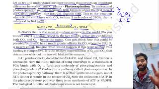 Part 14 , Photorespiration, Photosynthesis in higher plants class 11th Biology Ncert lines by line