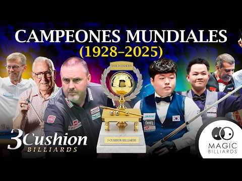 TODOS los campeones mundiales de billar a 3 bandas (1928–2025) 🏆 – La historia completa