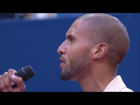 Sydney James Harcourt performs 'Rise Up' at the US Open Women's Final 2017