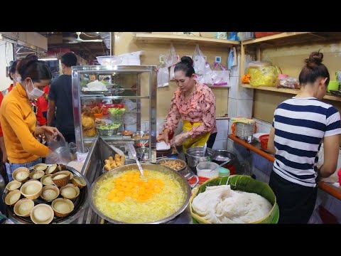 Dessert, Cupcake, Spring Roll, Noodles - Cambodia Breakfast Foods inside Orussey Market