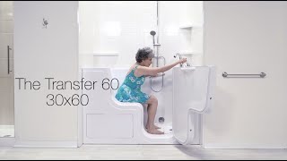 Ella Transfer60 30x60: bañera con puerta de transferencia de longitud completa con doble bomba de hidromasaje, en vídeo