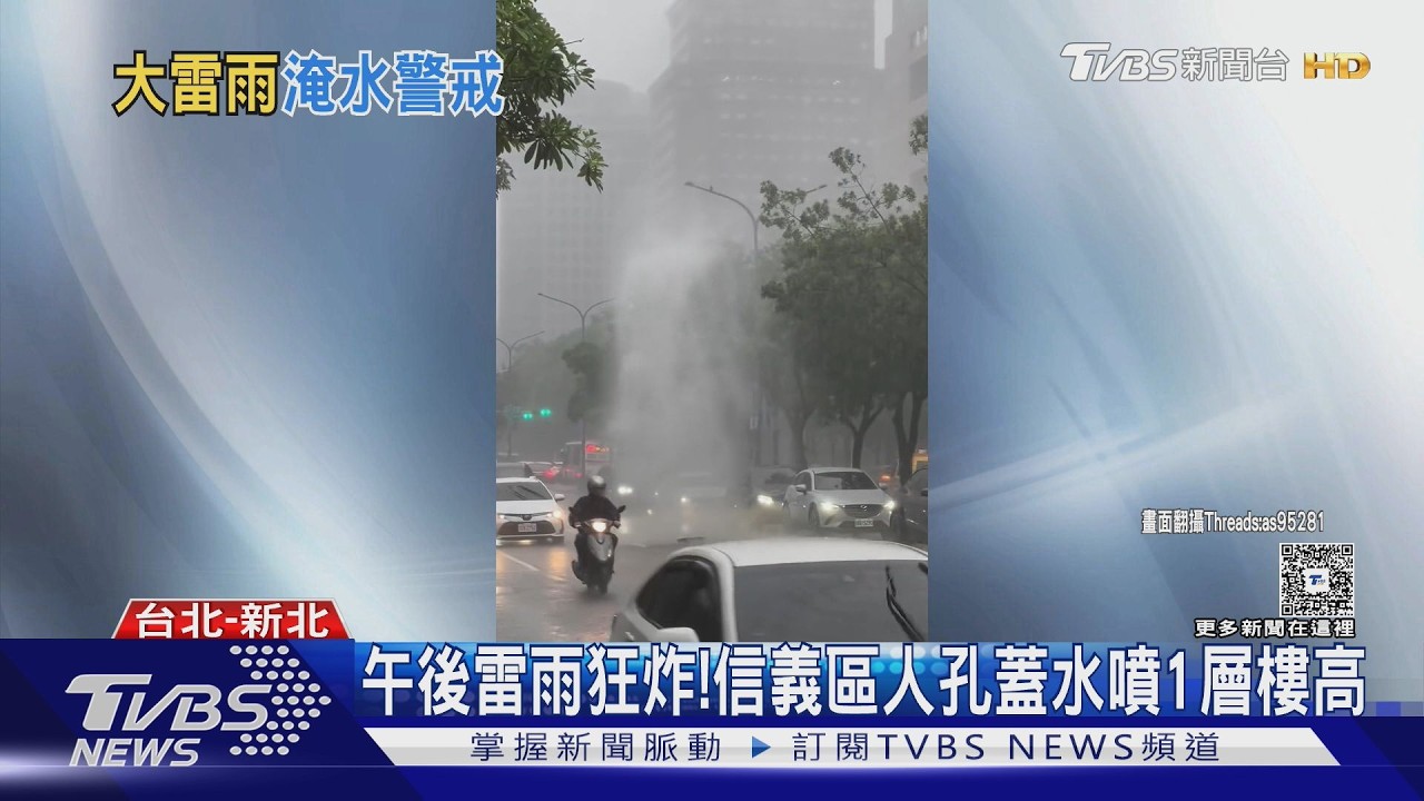 雷雨炸北市!中正、中山區警局前成小河 水上摩托車再現