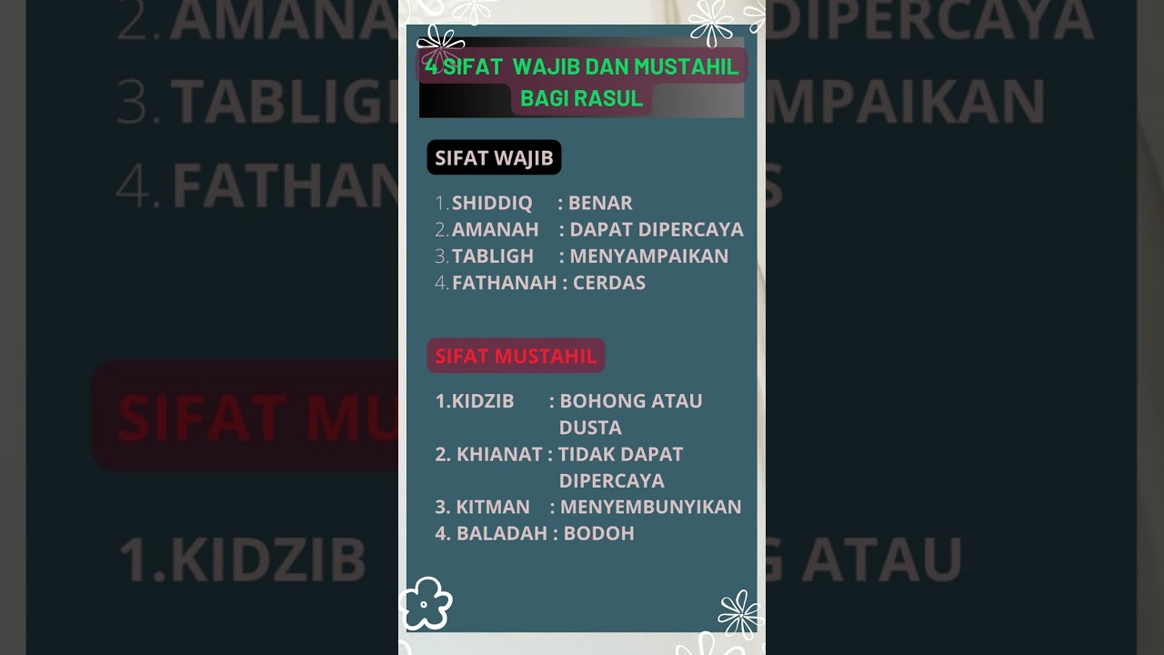 Sifat Wajib dan Mustahil bagi Rasul Allah SWT