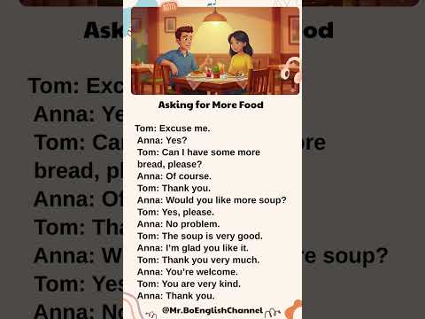 Asking for More Food  #learnenglish #englishconversation #a2english #a1english #englishforbeginners