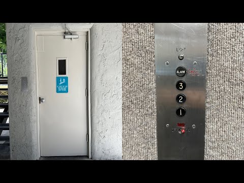 Epic Rare Montgomery Black Button Hydraulic Swing Door elevator @ Aegena Apartments - San Jose, CA