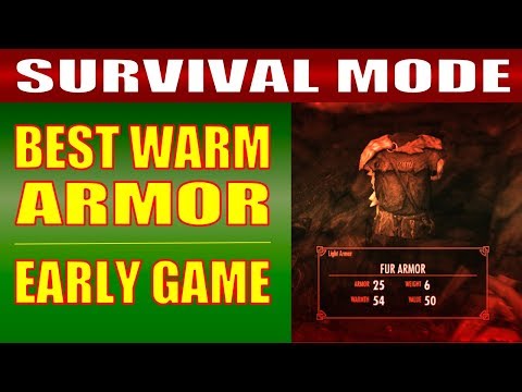 Skyrim SURVIVAL MODE Gameplay - How to Get the BEST WARM ARMOR & CLOTHING Early Game!