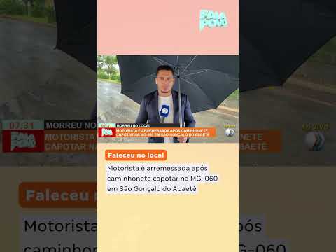 Motorista é arremessada após caminhonete capotar na MG-060 em São Gonçalo do Abaeté #tvparanaiba