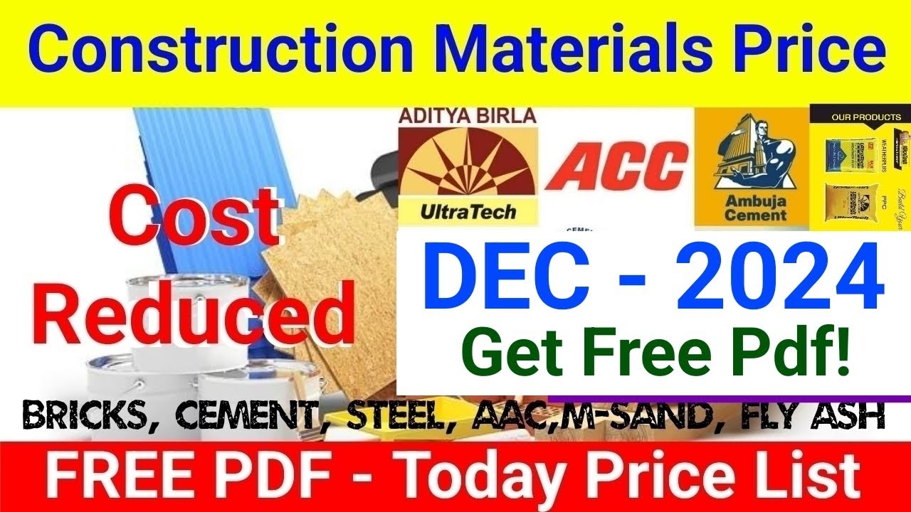 Free Pdf of today construction materials price  | today material price | cement,tmt,price today