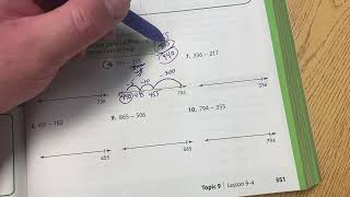 Subtraction with partial differences using a number line