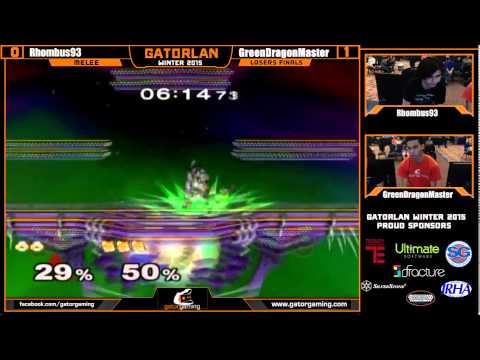 GatorLAN Winter 2015: SSBM Losers Finals - Rhombus93 (Sheik) vs GreenDragonMaster (Fox)