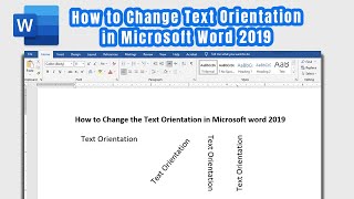 How to Change Text Orientation in Microsoft word 2019 | How to change Text Direction in Ms Word 2019
