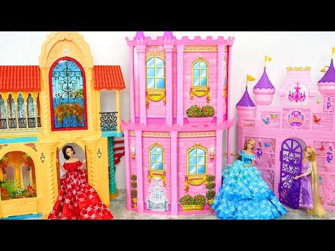 Barbie Princess doll Pink Castle Unboxing Morning with Rapunzel putri Barbie Kastil Princesa Castelo