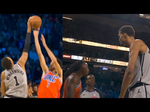 Victor Wembanyama blocks Chet then flexes in Cason Wallace's face after foul 😂