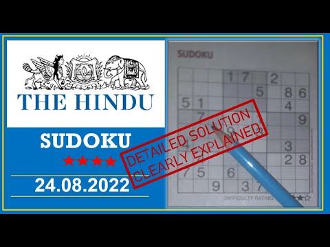 How to Solve 4 Star Hindu  Sudoku Aug 24,  2022 -  Step By Step Solution