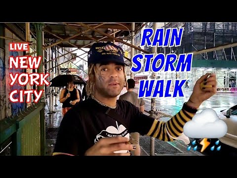 ⛈ LIVE NYC Walk in Heavy Rain Rainstorm Thunderstorm Lightning! Bryant Park to Union Square OMG! 🌦