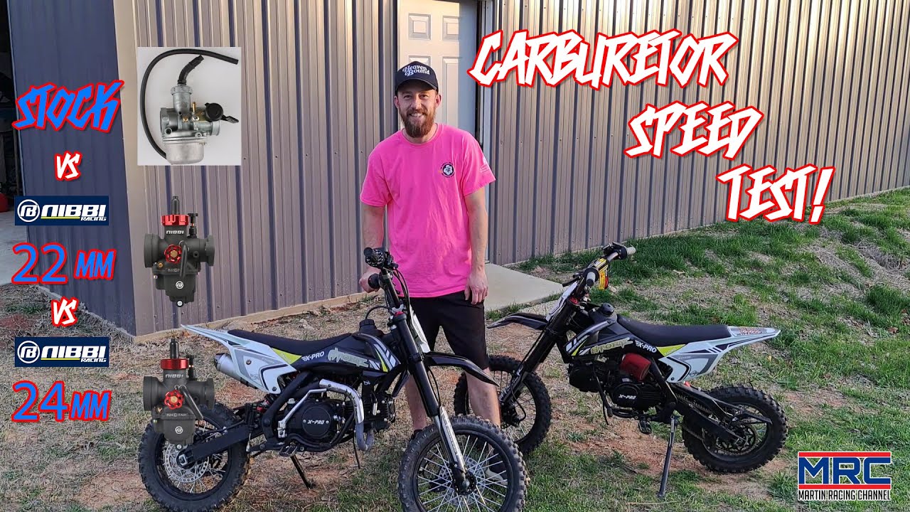 Pit Bike Carburetor Performance Shootout! (Nibbi 24mm VS 22mm VS. Stock)