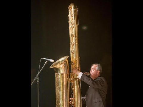 Attilio Berni plays the giant J'Elle Stainer sub-contrabass saxophone