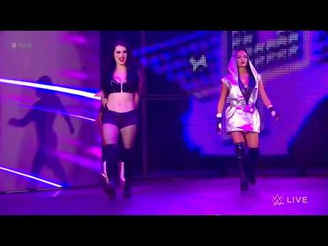 WWE Raw 18/12/2017 Sasha bayley and mickie Vs ABSOLUTION And stephanie Announce women Royal rumble