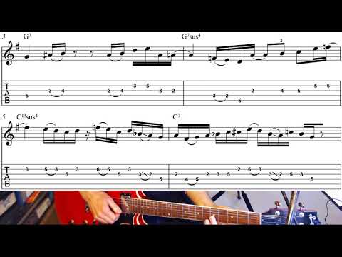 Jazz-rock guitar lesson, Part 3. A phrasing concept, and a bop line.