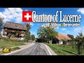 Driver S View Driving Across The Countryside Of The Canton Lucerne In Switzerland