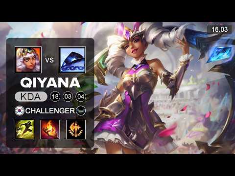 Qiyana vs Xerath Mid - KR Challenger - Patch 16.03 Season 16