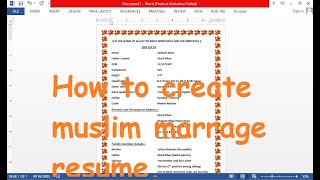 Muslim Wedding Biodata Format