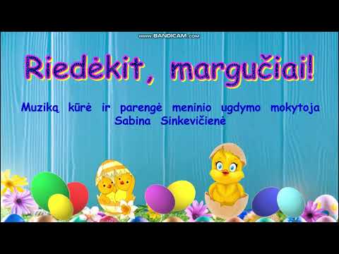 Ritmavimo žaidimas "Riedėkit, margučiai",  muzika Sabinos Sinkevičienės