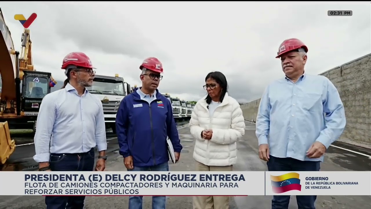 Delcy Rodríguez entrega camiones compactadores y máquinas para servicios públicos, 16 de mayo 2026