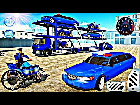 US Police Limousine Transporter Truck || Helicopter Multi Level Car Driver || Unique Games
