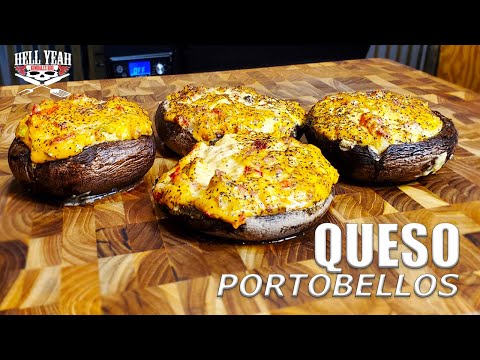 Queso Stuffed Portobello Mushrooms on a Grill