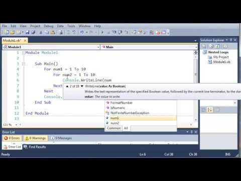 Visual Basic Tutorial 34 Nested Loops Youtube