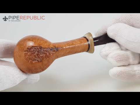 Romeo Pipe Freehand Pfeifen Small Egg mit Borke Einzelstück Applikation aus Horn