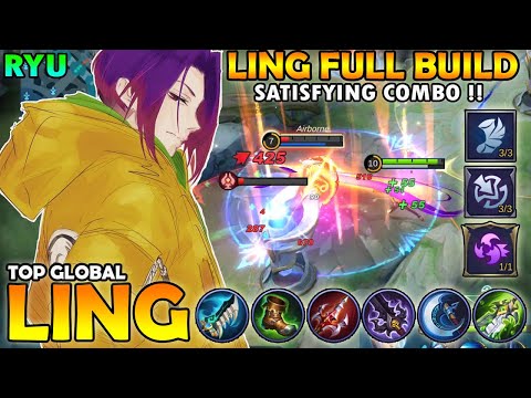 LING FULL BUILD, INSANE SPEED & SATISFYING COMBO ( TOP GLOBAL LING by RYU ) MLBB