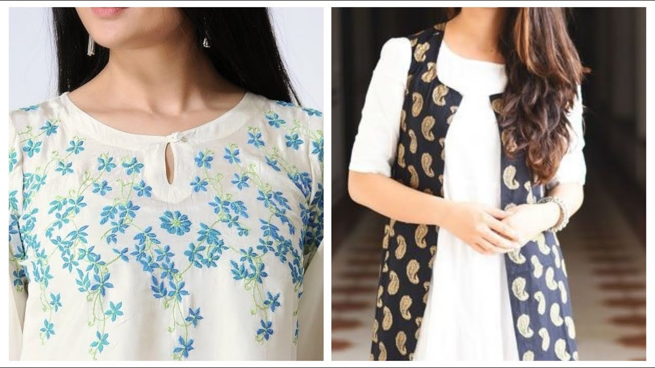 Convert plain kurti into designer one,white kurti styling,plain white kurti design ideas