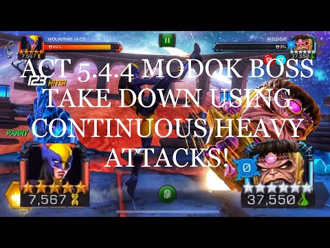 ACT 5.4.4 MODOK BOSS TAKEDOWN USING HEAVY ATTACKS! 30 HEAVY ATTACK & NO SPECIAL ATTACKS USED!