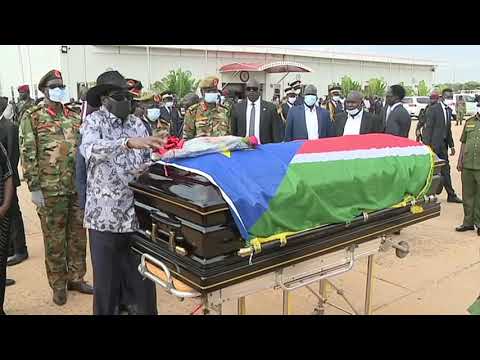President Kiir Recieve Remains of late Gen. John Kong Nyuon at Juba Airport