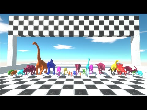 Neon Mammals & Dinosaurs Speed Race Marathon Part 2 - Animal Revolt Battle Simulator