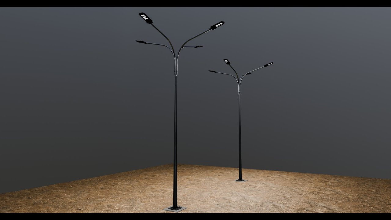 6MT LIGHTING POLE-QUADRUPLE BENDING ARM 3D Model