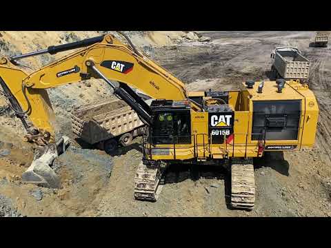 Huge Caterpillar 6015B Excavator Loading Trucks - Sotiriadis Mining Works