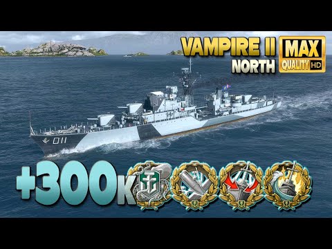 Destroyer Vampire II: MVP on map North - World of Warships