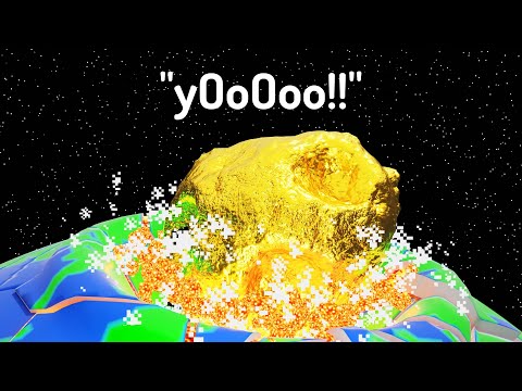 What Happens If GOLD Crashes Into Earth? simulated by Minecraft