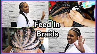 FEED IN BRAIDS TUTORIAL | BRAIDING MY MOM&#39;S HAIR