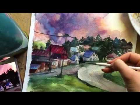 SPEEDPAINT - LANDSCAPE IN WATERCOLOR - ПЕЙЗАЖ АКВАРЕЛЬЮ