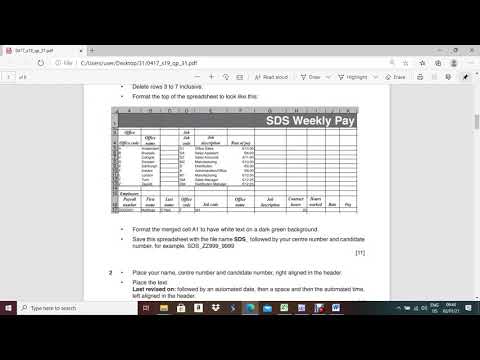 IGCSE ICT May June 2019 31 Spreadsheet
