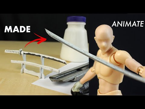 How to make Tiny Katana with Paper & Glue | Stop-motion Fight Scene