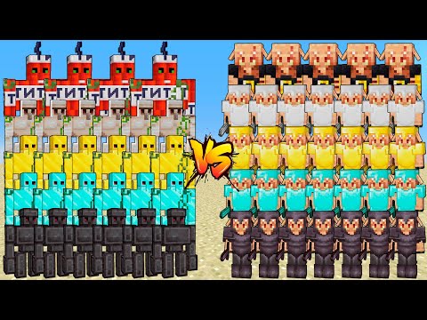 Extra Golem Army vs All Piglin and Piglins Bosses - Minecraft Fight Battle