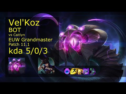 Vel'Koz Bot & Yuumi vs Caitlyn & Bard - EUW Grandmaster 5/0/3 Patch 11.1 Gameplay