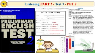 PET 2 Listening Part 3 Test 3 (Transcript + Key)